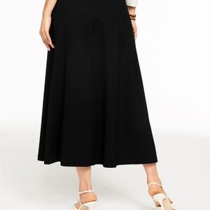 Elegant Black A-line Midi Skirt, Size 16W